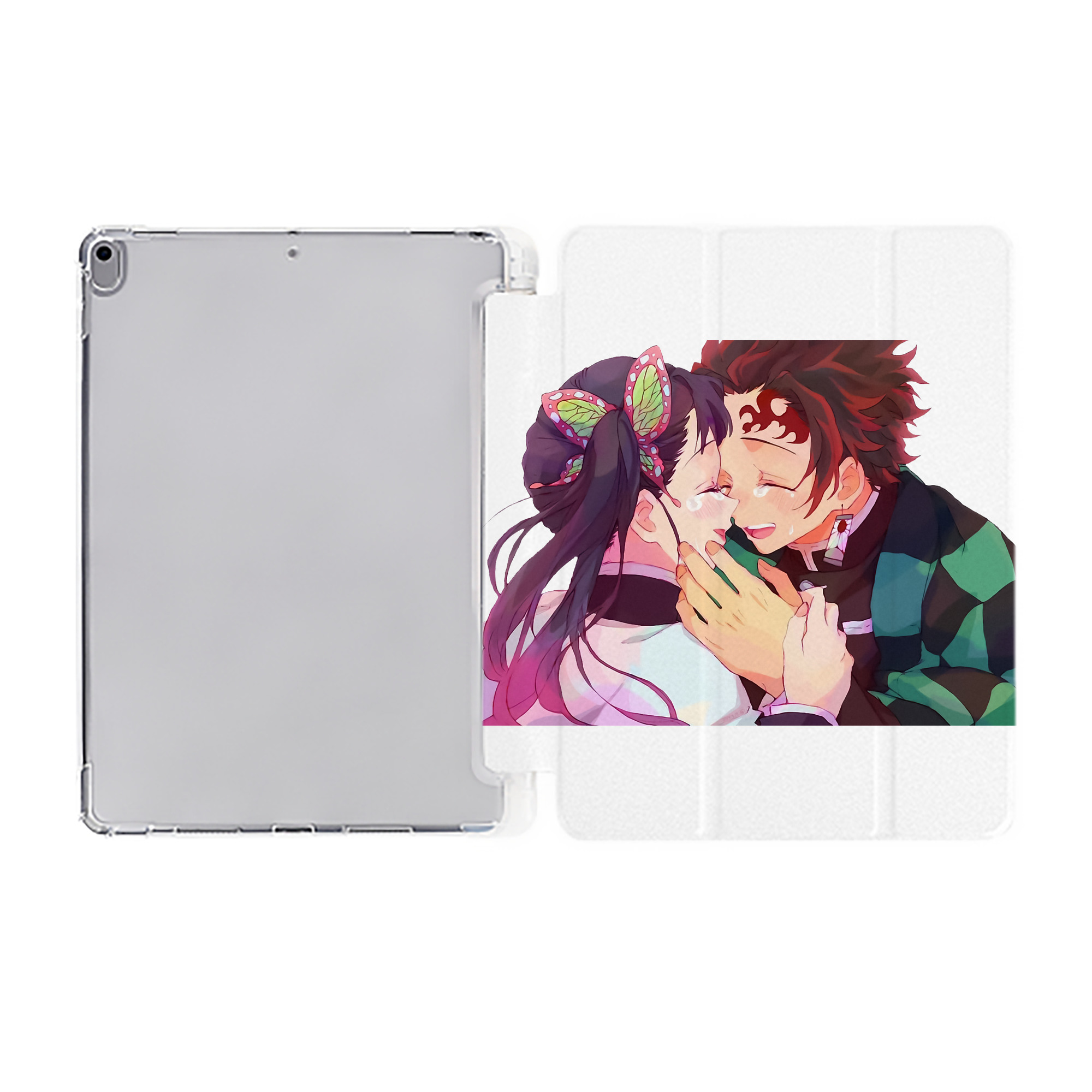 （画像用） 鬼滅の刃 竈門 炭治郎／かまど たんじろう Kamado Tanjirou IPad ケース ペン収納付き 三つ折りスタンド PUレザー×シリコン 対応機種9.5/10.5/10.9インチ